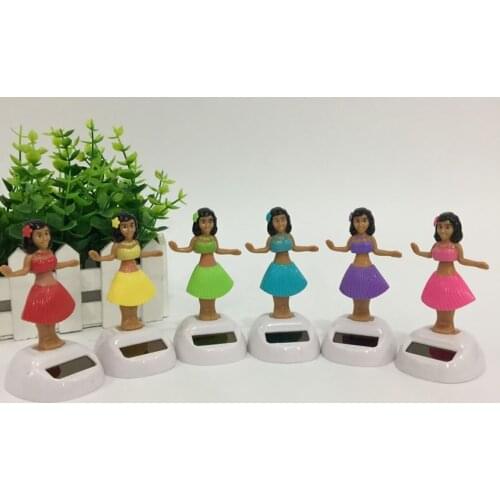 Car Decoration Dancing Doll Car Accessories Solar Power Toy Shaking Head Hawaii Swinging Animated Girl Car Ornament Car-styling