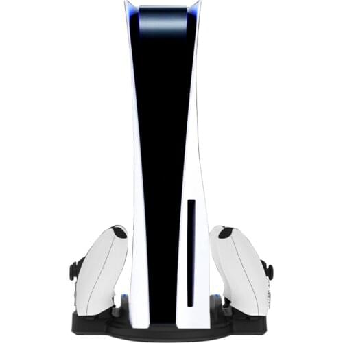 Game Console Vertical Stand Bracket Holder For PS5 Digital Edition CD-ROM Host Mount Cradle With Dual Controller Charging Dock