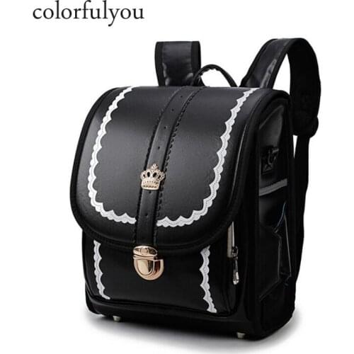 Colorfulyou brand waterproof PU School Bags For girls and boys Orthopedic Backpacks Child lace design Japanese school bag 2020