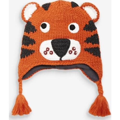 2020 new tiger cartoon hand made knitted crochet hat for baby girl boy child children