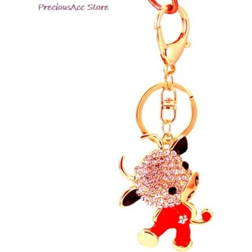 Jewelry Shipping Rhinestone Crystal Lovely Cow Keychain Keyring For Car Handbag Key Holder Wholesale