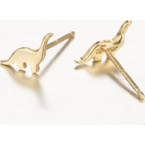 2021 New Gold Color Cute Animal Little Dinosaur Earrings for Girls Women Children Birthday Gift Lovely Jewelry Pendientes bijoux