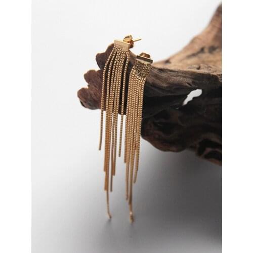 Silvology 925 Sterling Silver Box Chain Long Tassel Stud Earrings for Women Elegant Light Luxury Earrings Fashionable Jewelry