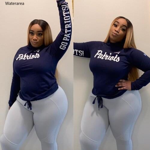 Plus-Size New Autumnm Women Turtlenck Letter Printed Long Sleeve &Slim Long Pencil Pants Suit Casual 2 piece set AT19039