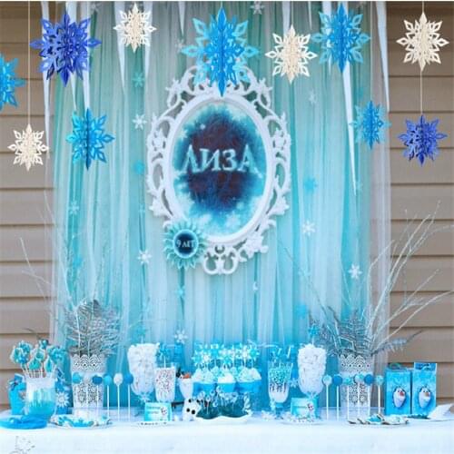 Winter Birthday Boy Girl Baby Shower Decoration 3D Artificial Snowflakes Paper Garland Halloween Christmas Decorations for Home
