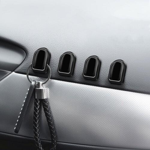 4pcs Car Hooks Storage Organizer Self Adhesive Holder for Keychain USB Cable Headphone Trunk Bag Invisible Hanger Fastener Clip