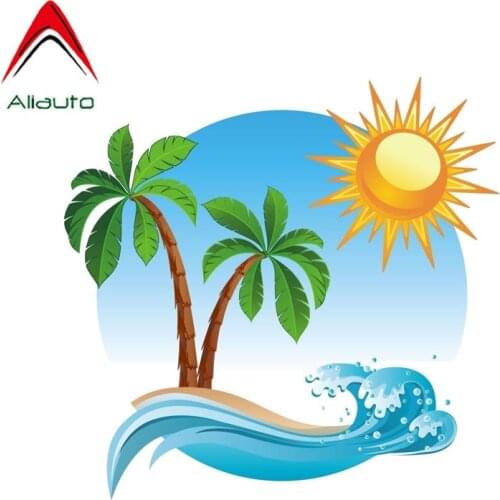 Aliauto Funny Car Sticker Palm Tree Tropical Island Waterproof Anti-UV Automobiles & Motorcycles Accessories PVC Decal,15cm*14cm