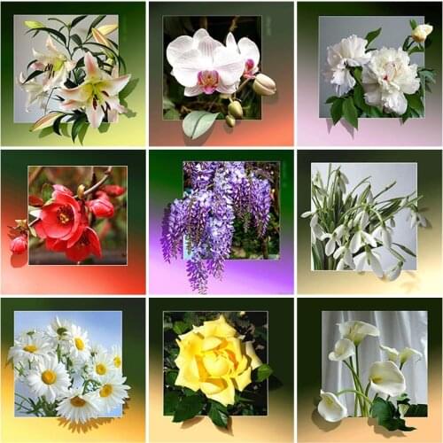 DIY 5D Diamond Painting Fresh Flowers Diamond Embroidery Mosaic Cross Stitch Full Round Square Drill Manual Art Gift Home Decor