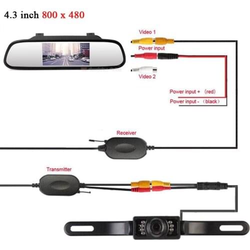 Car Wireless 4.3 Inch Car 7 LED Reversing Camera Kit Back Up Car Monitor LCD Display HD Car Rear View Camera Parking System