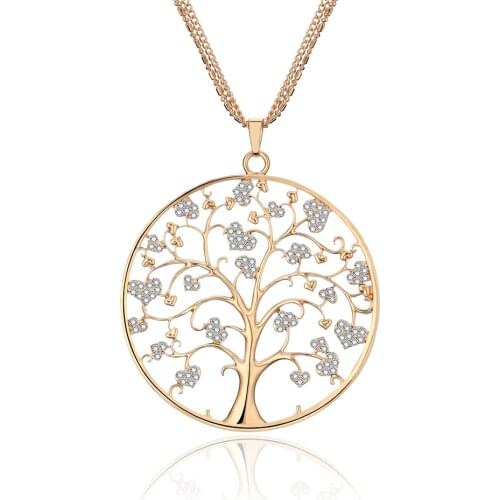 Big Hollow Tree Of Life Pendant Necklace for Women Gold Silver Color Long Sweater Chain Necklace Christmas Gifts Jewelry