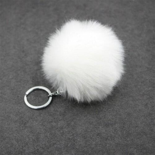 1pcs White Plush Ball Plush Keychain Simple Ball Pompon Pendant Pompom Artificial Animal Keychains Woman Car Bag KeyRing Toy