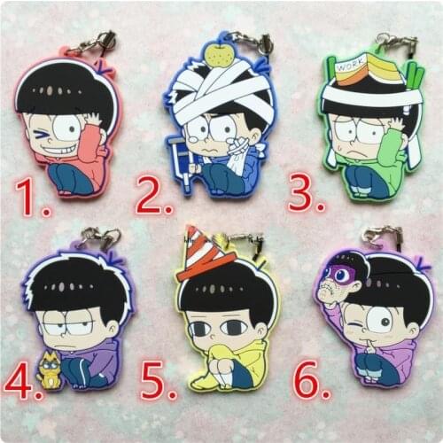 1pcs Osomatsu-san Osomatsu san Matsuno Osomatsu Karamatsu Choromatsu Ichimatsu Keychain Keyring Rubber De Llaveros
