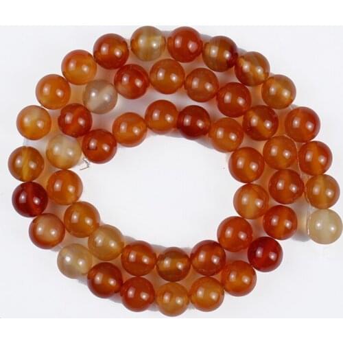 Natural Stone Beads Natural Red Agate Round Smooth Loose Beads for Making DIY Bracelet Earrings Accessories 4/6/8/10/12/14mm