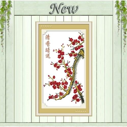 Faint scent flowers Plum home decor paintings counted print on canvas DMC 14CT 11CT Cross Stitch Needlework Sets Embroidery kits