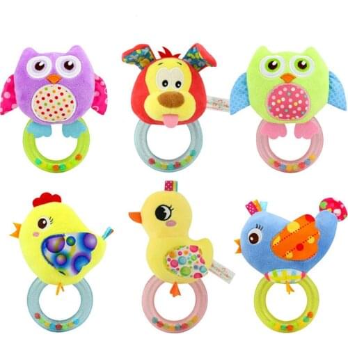 Baby Rattle Toys Cute Plush Baby Cartoon Bed Toys Soft Hand Bells Musical Toys Newborn Baby Educational Toy New Styles