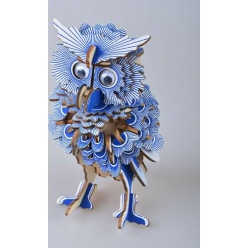DIY 3D Assembled Laser Cutting Wooden Owl Puzzle Game Gift for Children Kid Model Building Animal Kit Popular Toy