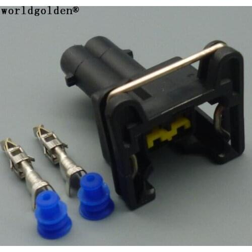 Worldgolden 2 Pin Female 3.5mm Auto Car Engine Connector Oil Automotive Plug