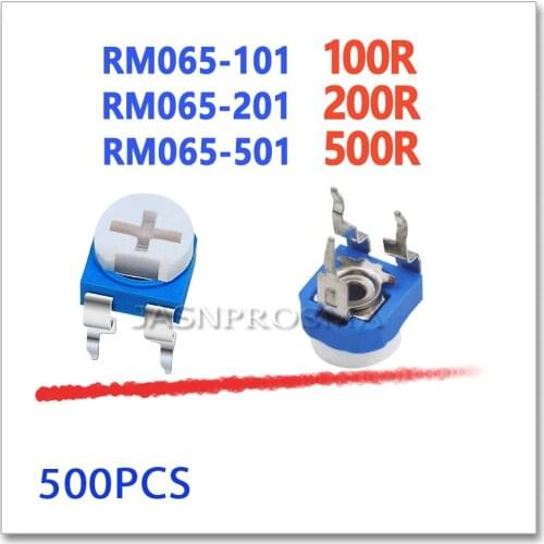 JASNPROSMA RM065 100R 200R 500R 101 201 501 RM-065 WH06-2 Trimpot Trimmer Potentiometer Variable Resistor OHM