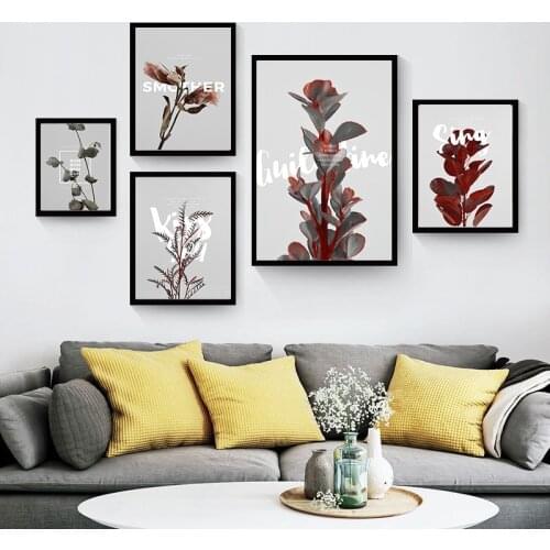 Nordic Canvas Art Painting Home Decor Wall Art Poster Living Room Print Flower Branch Plant Picture Letter Minimalist Painting