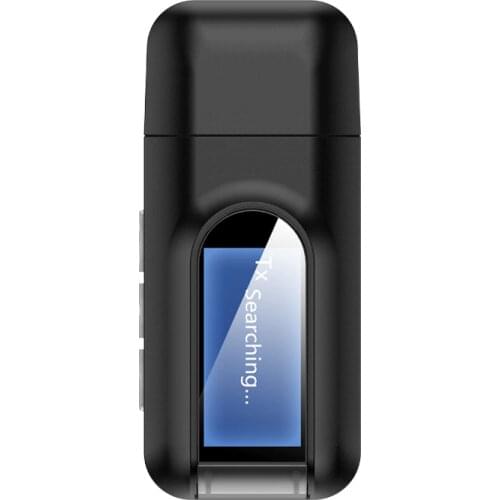 Bluetooth 5.0 Audio Receiver Transmitter with 3.5mm LCD Screen 3.5 AUX Stereo USB Plug Wireless Adapter for Car PC TV Headset