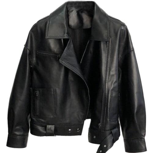 Genuine Leather 2020 spring and autumn new motorcycle women sheepskin short jacket loose wild jacket