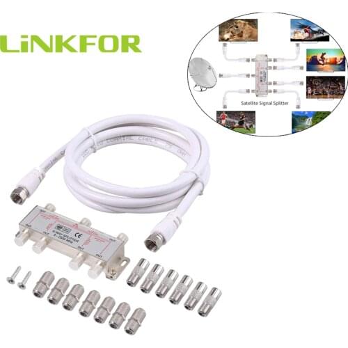 LiNKFOR 6-Way Coax Cable Splitter Bi-Directional MoCA 5-2500MHz for Aerial Cable TV Broadband Splitter Adapter With F to Coax