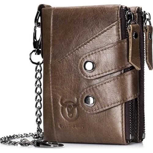 2021 Mens wallet Zipper wallet Rfid Multifunction bag Coin purse Anti-theft Wallets Genuine Leather Purse Male Casual