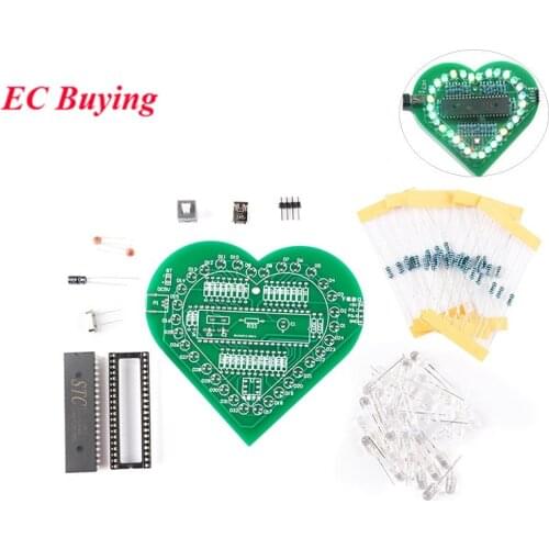 DIY Heart Shape Breathing Lamp Kit Breathing LED Suite Colorful LED Water Lamp Kit Electronic Production DC 4.5V-5V for Learning
