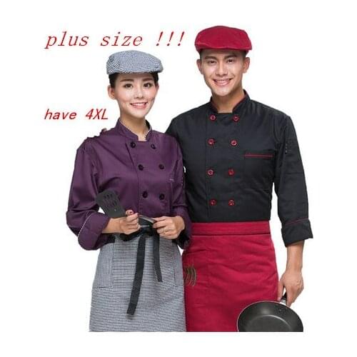 New Arrivals Long sleeved autumn hotel chef uniform chef jacket wear double breasted chef clothing Chef service plus size 4XL