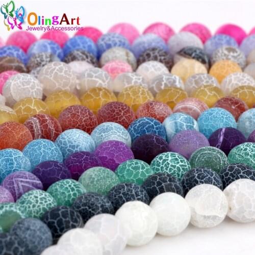 Olingart 8MM 30pcs/lot Round Matte Frosted Mixed dyeing White stripe Natural Stone Loose Beads DIY necklace Jewelry Making