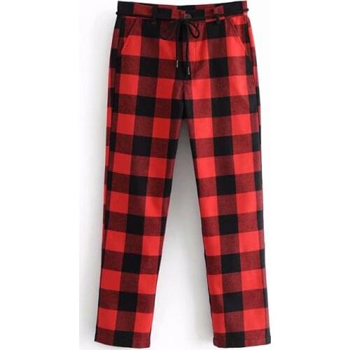 Olome Women's Plaid Trousers