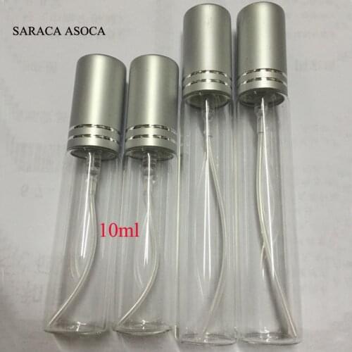 Wholesale retail 10ml Metal Alumite Cap Clear Transparent Glass Spray Bottle perfume Automzer 100pcs/lot