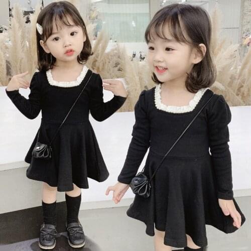 Girl Dress Kids Baby Gown 2021 Black Spring Autumn Toddler Formal Party Outfits Sport Teenagers Dresses Cotton Children Clothing