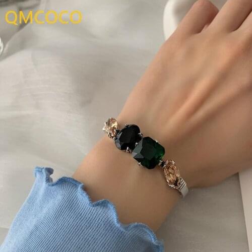 QMCOCO Korean Version 925 Silver Vintage Do Old Bracelet Woman INS Fashion Elegant Temperament Adjustable Women Hand Accessories