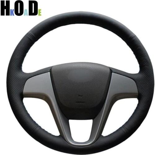 Hand-stitched Steering Wheel Covers Black Artificial Leather Car Steering Wheel Cover for Hyundai Elantra 4 2016 2017 Rena