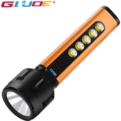 GIJOE Super Bright LED Aluminum Alloy Flashlight Built-in Lithium Battery USB Rechargeable COB Strong Light Long-range Lantern