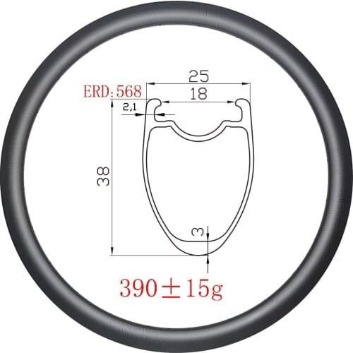Light 390g 700c 38mm x 25mm Tubeless Carbon rims all road gravel disc UD 3K 12K matte glossy 25mm width 16H 18H 20H 24H 28H 32H