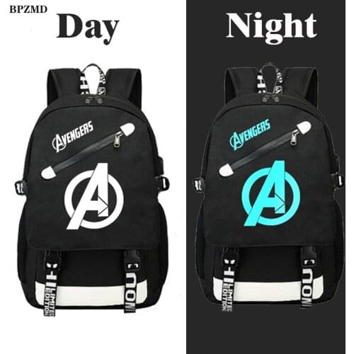 Luminous Backpack Canvas Print Rucksack Laptop Backpack School for Boys USB Charging Travel Student Backpack Bag