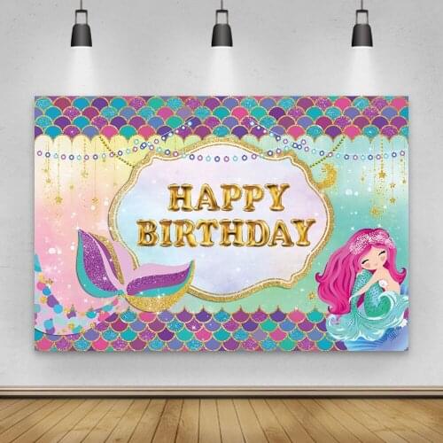 Vinyl Mermaid Backdrop Photography Background For Under The Sea Theme Birthday Party Decorations Kids Favors Supplies