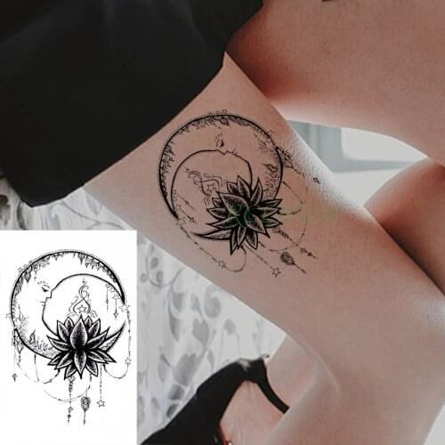 Waterproof Temporary Tattoo Stickers moon flower star necklace Fake Tatto Flash Tatoo Body Art tattoos for Girl Women Men kid