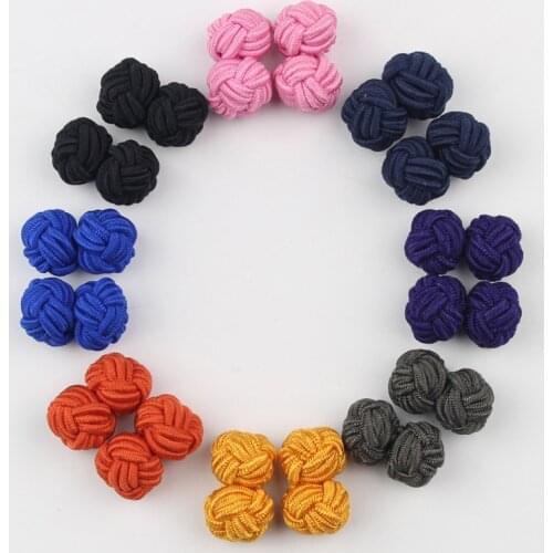 New Style Chinese Knot Cuff Buttons Weaved Elastic Rope Cufflinks for Mens Shirt Cuff links Braided Thread Buckle Cufflink