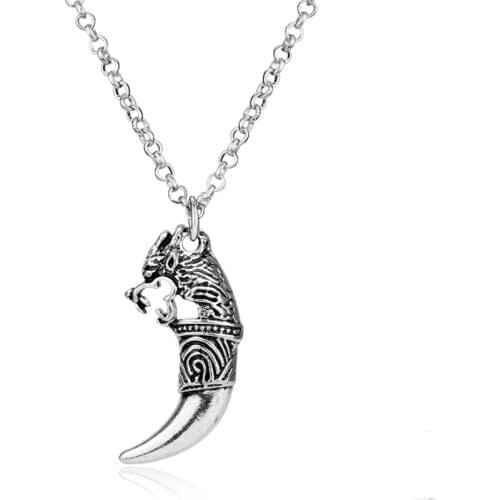 Vintage Wolf Tooth Pendant&Necklaces Spike Link Chain Necklace for Men Women Punk Korea Style Colar Collier