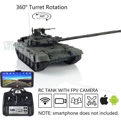1/16 Heng Long Toys for Children TK7.0 Plastic FPV T90 RTR RC Tank 3938 360° Turret Steel Gearbox TH17877-SMT4