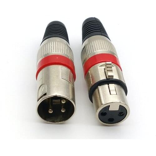 10set 3 pin XLR Audio Cable Connector MIC Male Plug + Female Jack red