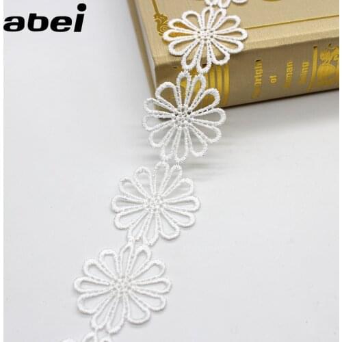2yards/lot Quality White Flower Lace Trims Handmade necklace Wedding Craft Bridal Headwear Ornaments Fabric Ribbon for Scrapbook