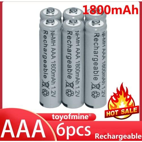 6x AAA 1800mAh 3A Grey Cell 1.2V Ni-MH Rechargeable battery MP3 RC Toys