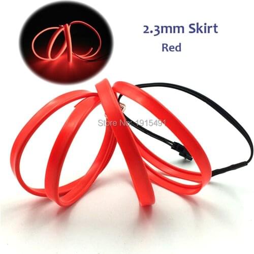 High lighting Car-Styling 1Meter Red 2.3mm-skirt EL Wire Rope Tube LED Neon light Holiday lighting Powered by AA battery driver