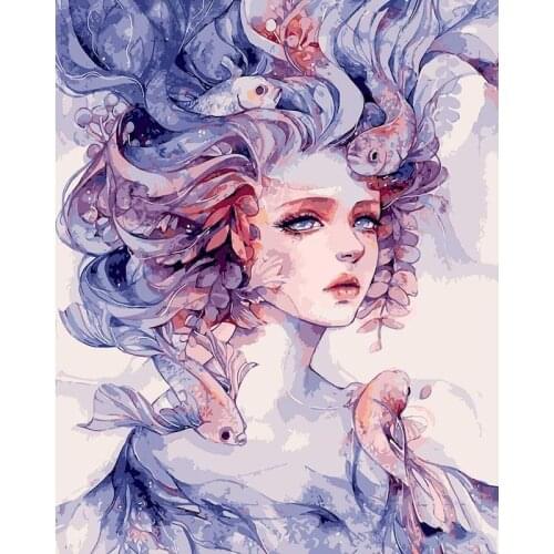 GATYZTORY 60x75cm Frame Diy Oil Painting By Bumbers Kits Colorful Girl Acrylic Portrait Paint By numbers For Adults Home Décor