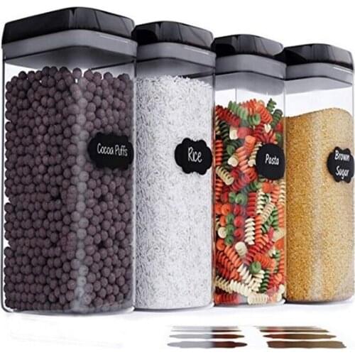 4PCS Sealed Food Container Storage Bpa-Free Food Tissue Plastic Jar with Lid, Used for Kitchen Food Sugar, Grains