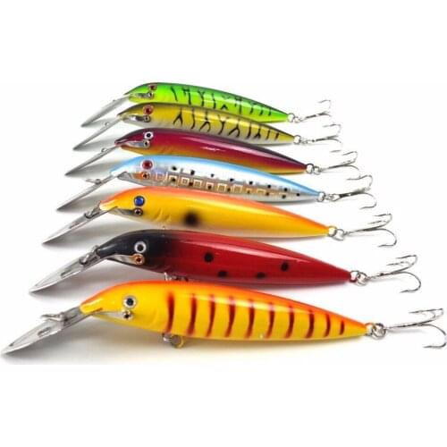 HiUmi 7pcs 14cm 16.2g Metal Mouth Minow Fishing Lures Sinking Diving Swim Bait Hard Plastic 3d Fish Eye Simulation Crankbait